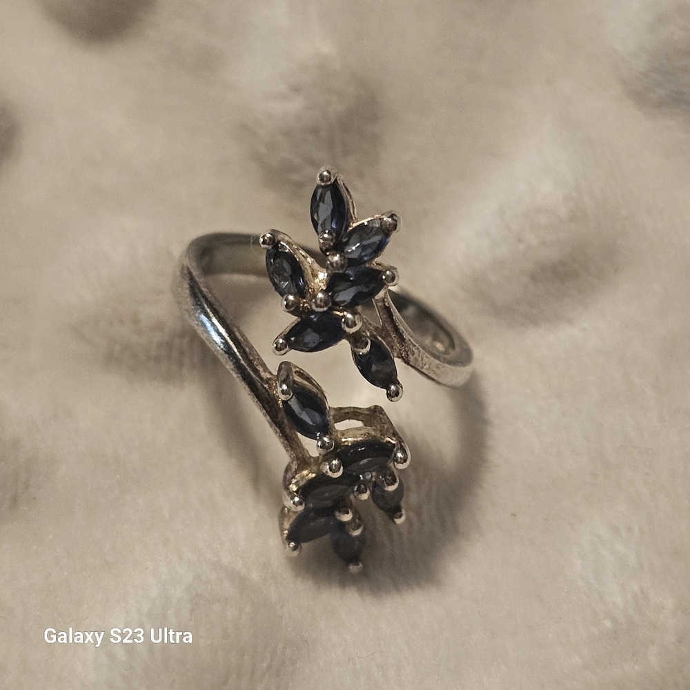 Sterling Silver Sapphire Adjustable Women's Ring